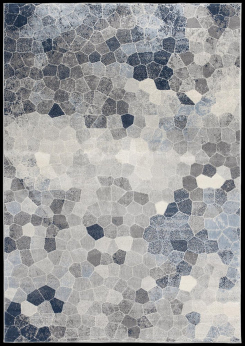 2' X 3' Navy Blue Cobblestone Pattern Scatter Rug